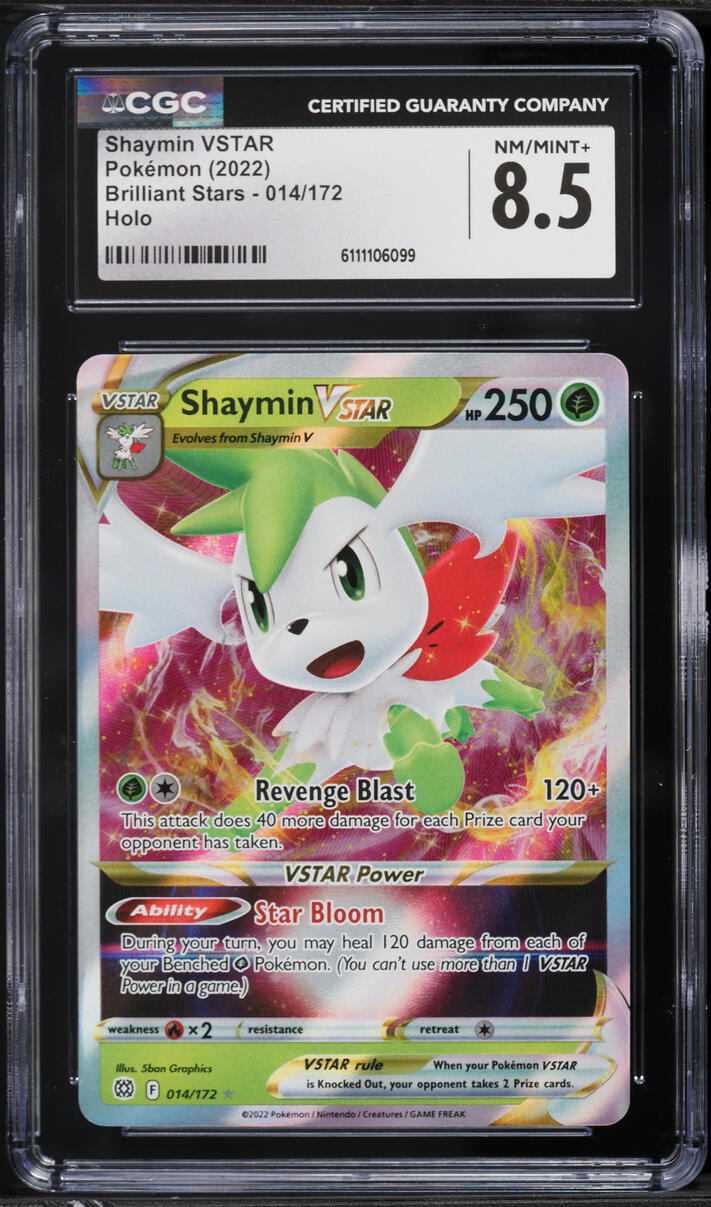2022 Pokemon Sword & Shield Brilliant Stars Holo Shaymin VSTAR #14 CGC 8.5 NM-MT+