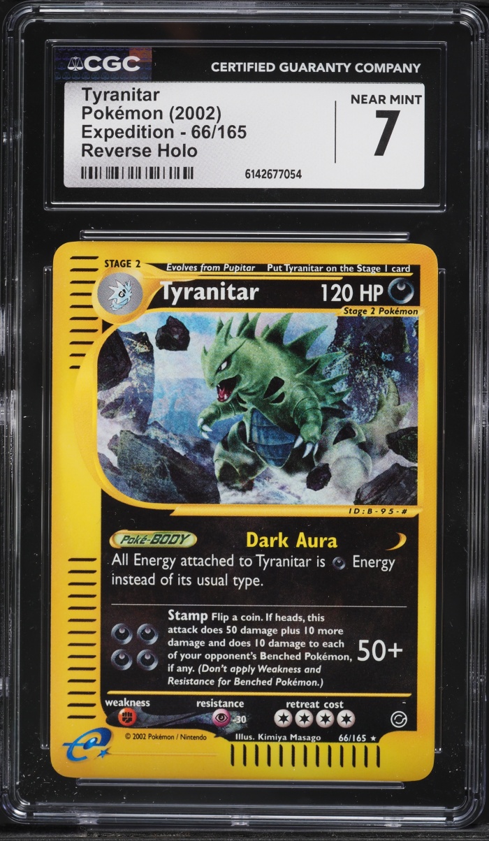 2002 Pokemon Expedition Reverse Holo Tyranitar #66 CGC 7 NRMT