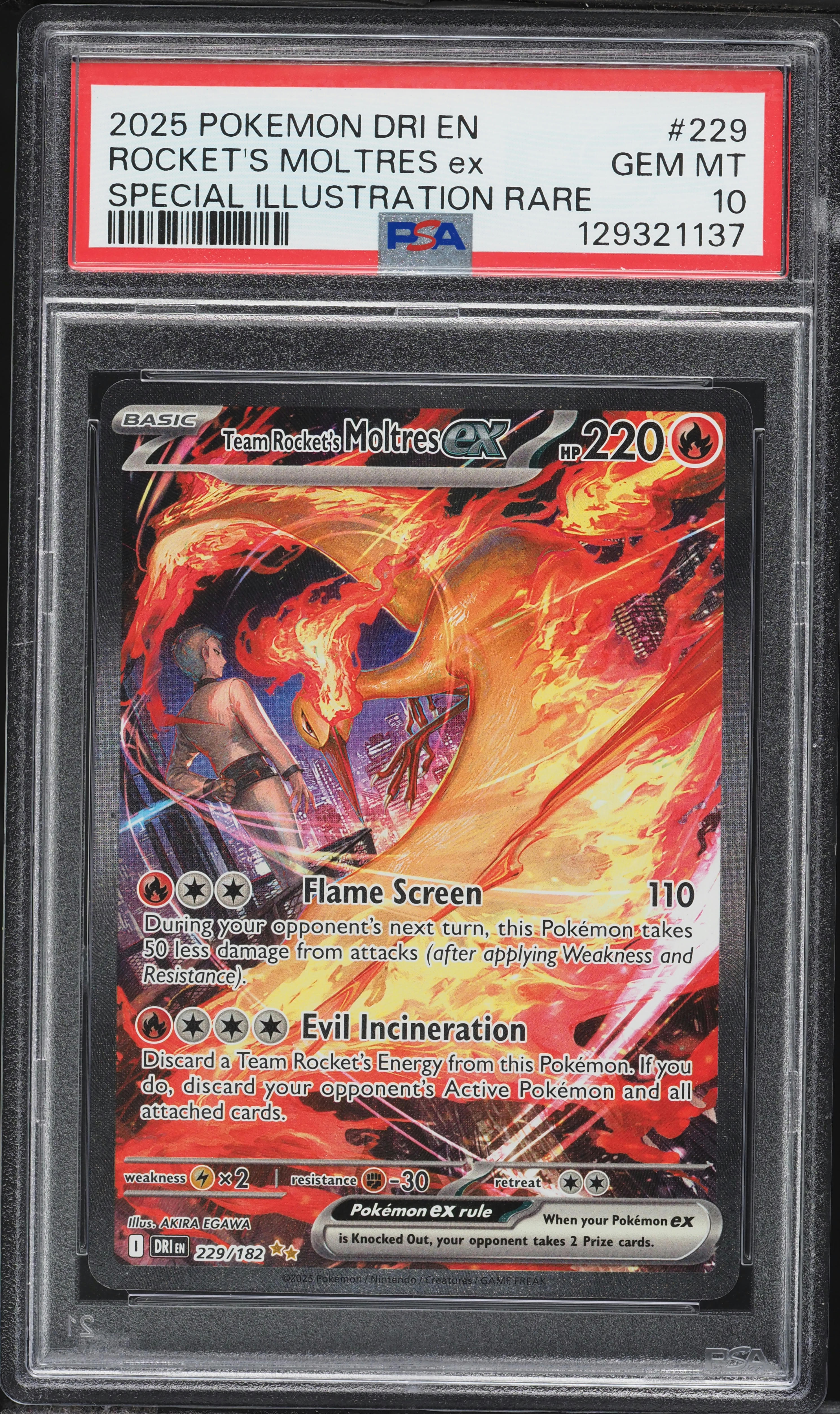 2025 Pokemon Scarlet & Violet Destined Rivals SIR Team Rocket's Moltres ex #229 PSA 10 GEM MINT