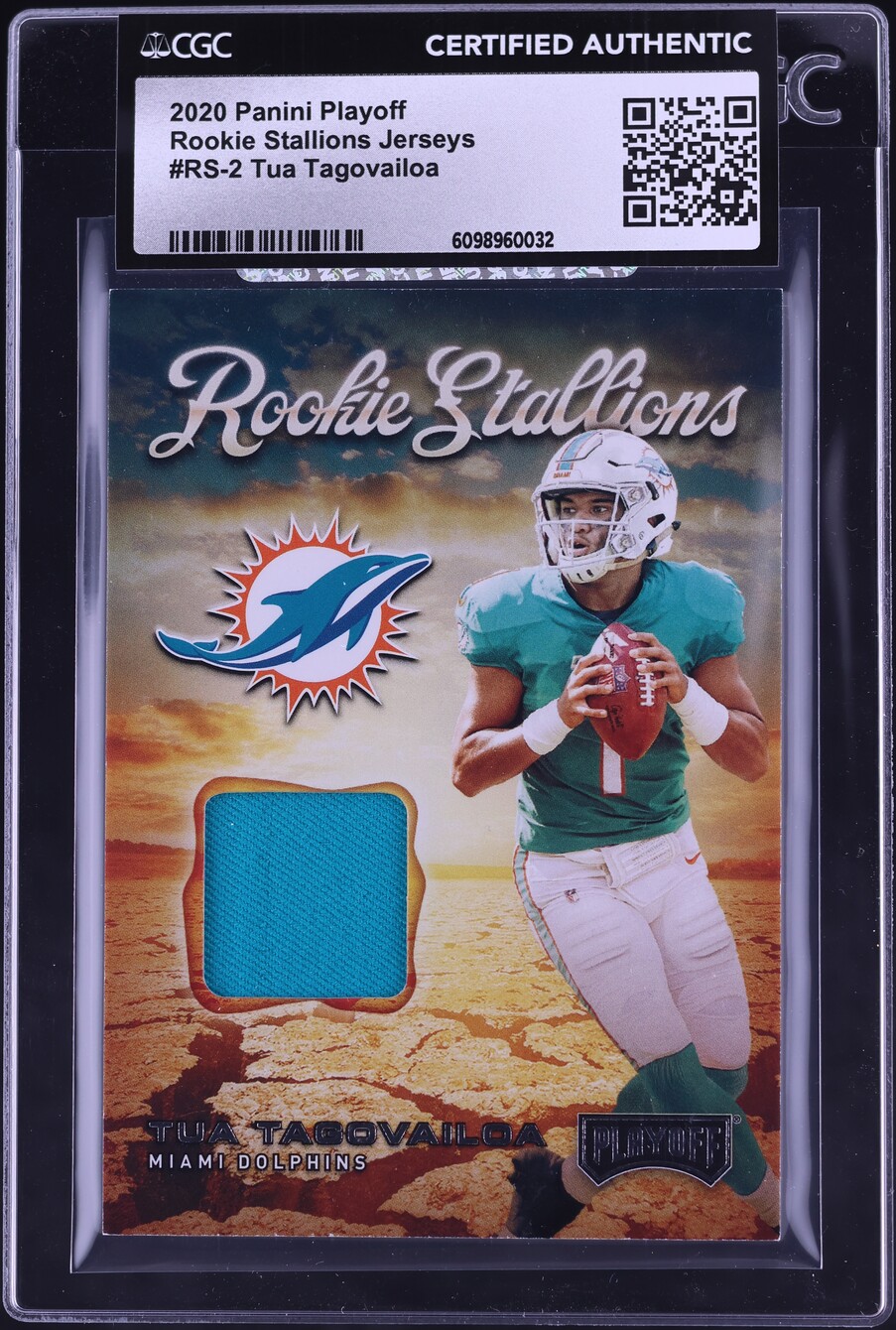 2020 Panini Playoff Stallions Jerseys Tua Tagovailoa ROOKIE PATCH #RS-2 CGC AUTH