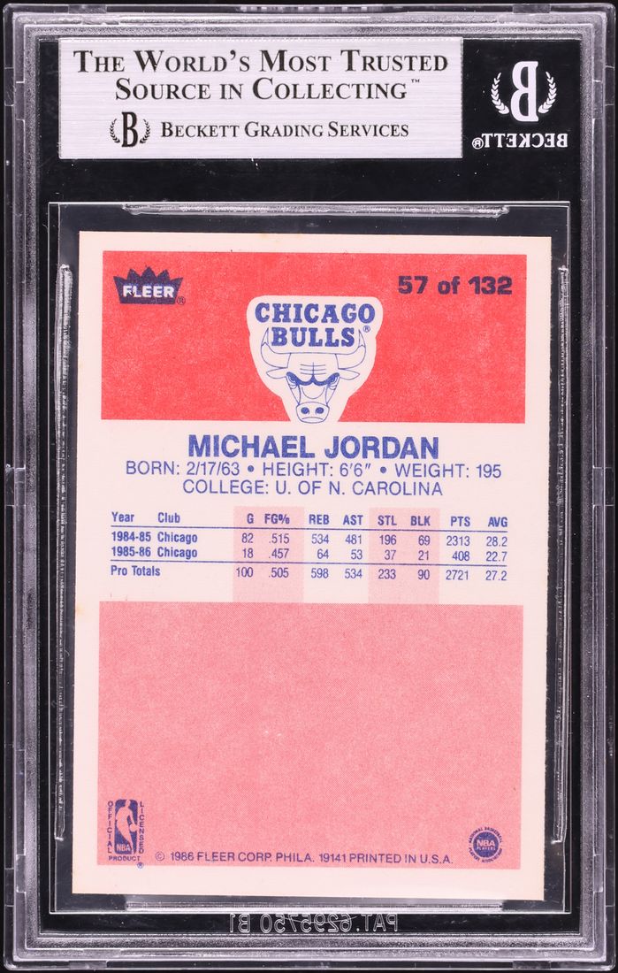1986 Fleer Basketball Michael Jordan ROOKIE #57 BGS 9 MINT