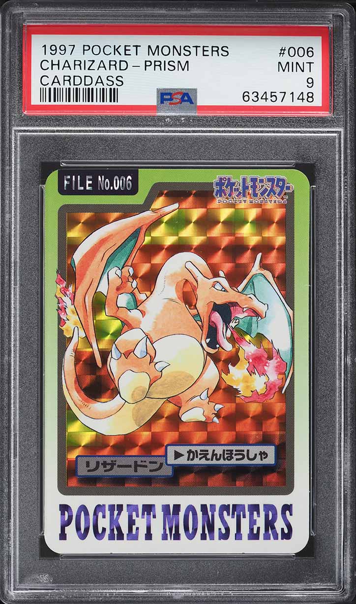 1997 Pokemon Japanese Pocket Monsters Carddass Prism Charizard #006 PSA 9 MINT