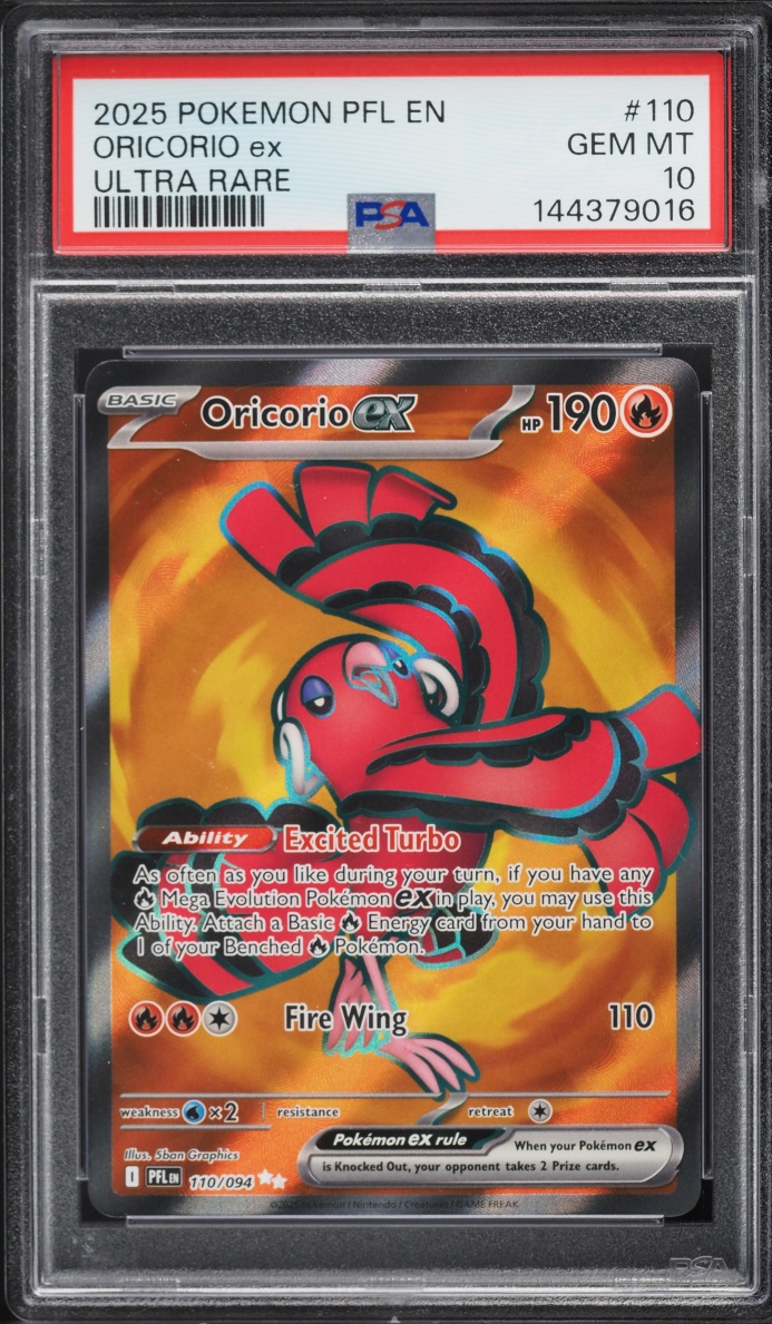 2025 Pokemon Mega Phantasmal Flames Full Art Oricorio EX #110 PSA 10 GEM MINT