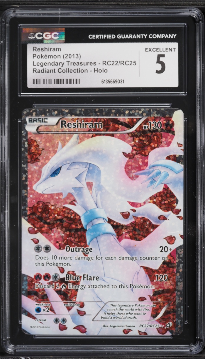 2013 Pokemon Black & White Legendary Treasures Radiant Alt Art Reshiram #RC22 CGC 5 EX