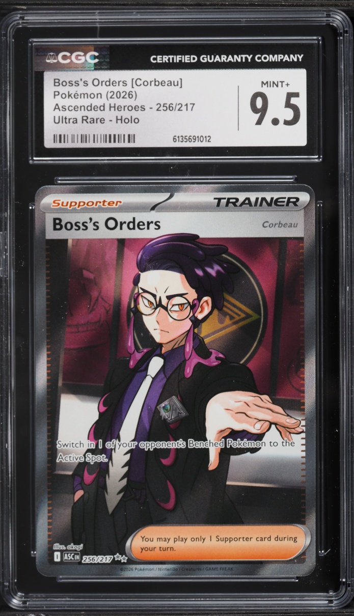 2026 Pokemon Mega Ascended Heroes Full Art Boss's Orders Corbeau #256 CGC 9.5 MINT+