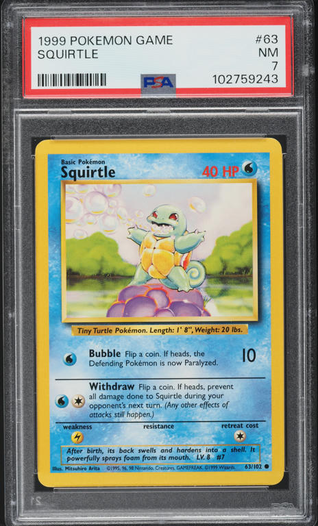 1997 Pokemon Japanese Topsun Blue Back Squirtle #7 PSA 9 MINT on