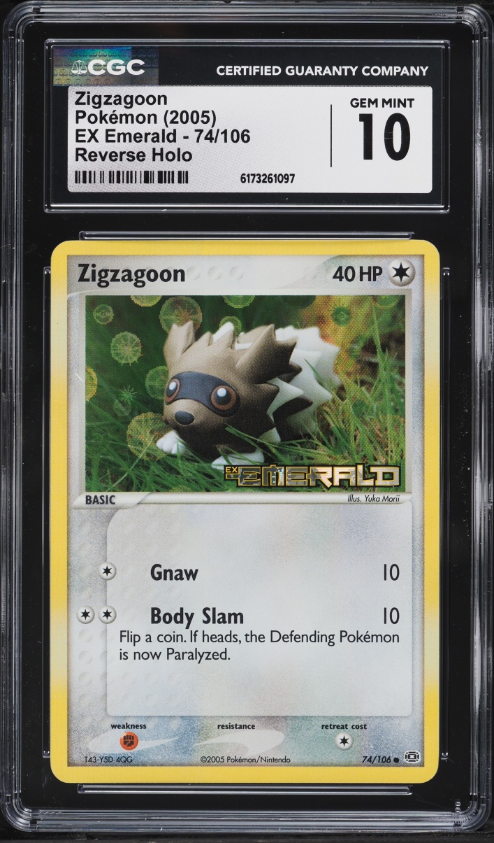 2005 Pokemon EX Emerald Reverse Holo Zigzagoon #74 CGC 10 GEM MINT