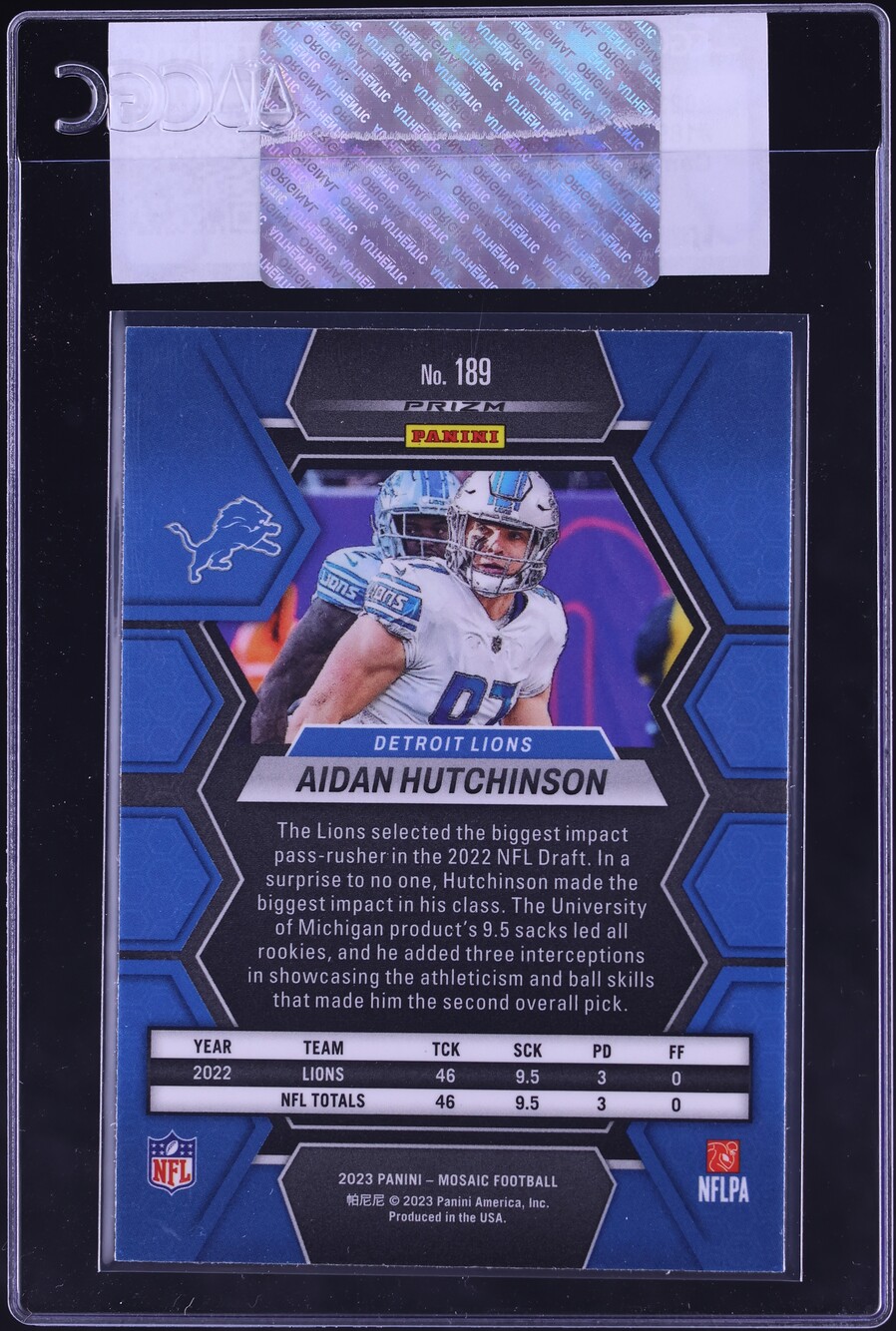 2023 Panini Mosaic Camo Pink Aidan Hutchinson #189 CGC AUTH