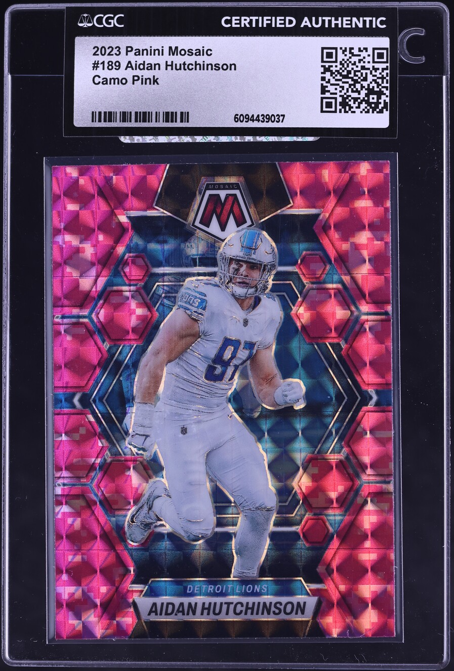2023 Panini Mosaic Camo Pink Aidan Hutchinson #189 CGC AUTH