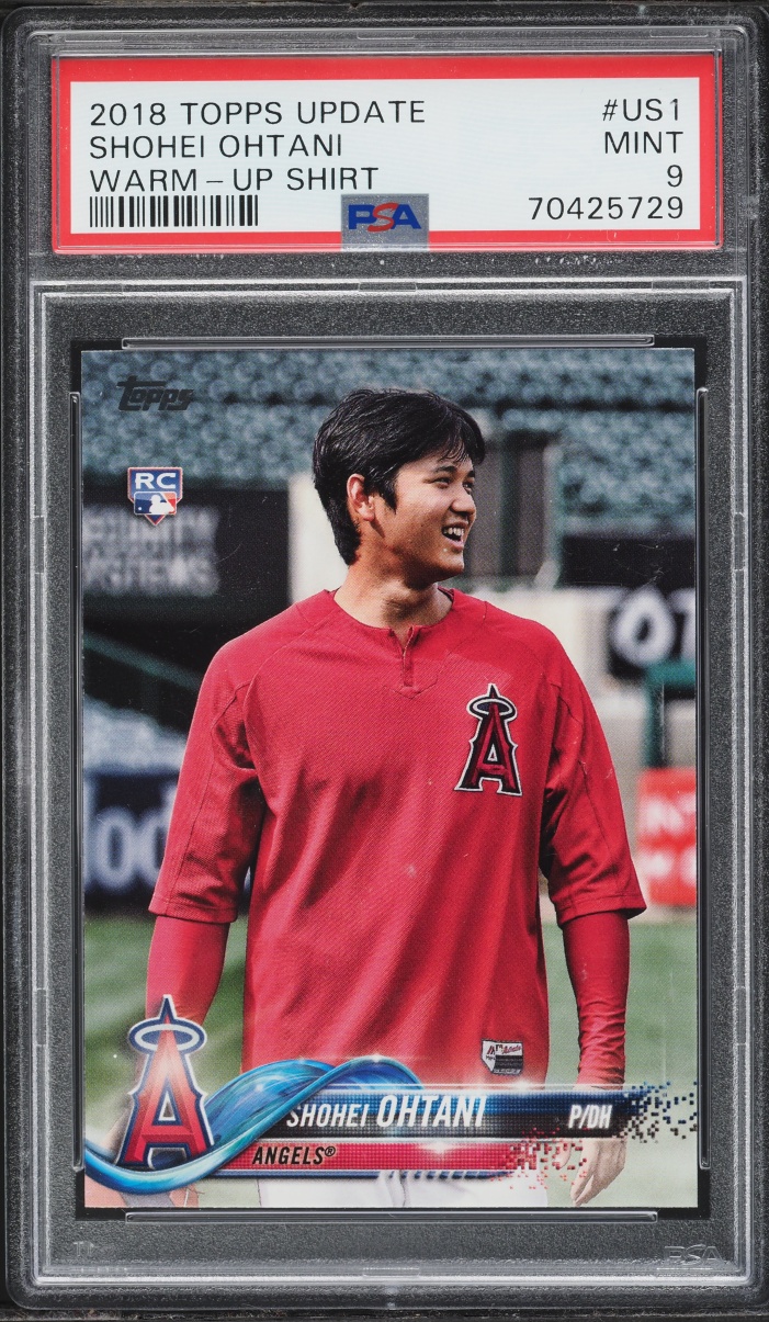 2018 Topps Update Warm Up Shirt Shohei Ohtani ROOKIE #US1 PSA 9 MINT