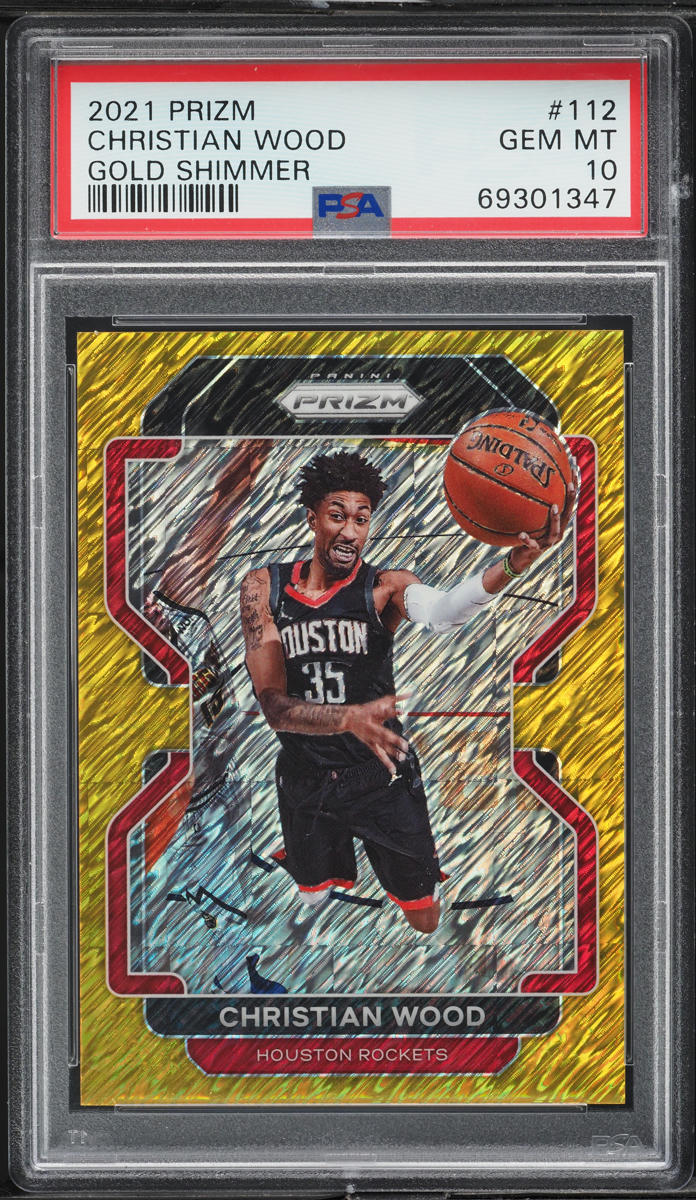 2021 Panini Prizm Gold Shimmer Christian Wood /10 #112 PSA 10 GEM MINT