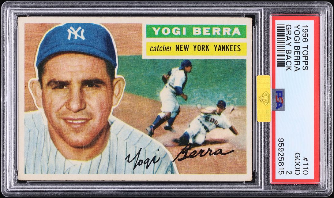 1956 Topps Yogi Berra GRAY BACK #110 MBA PSA 2 GD