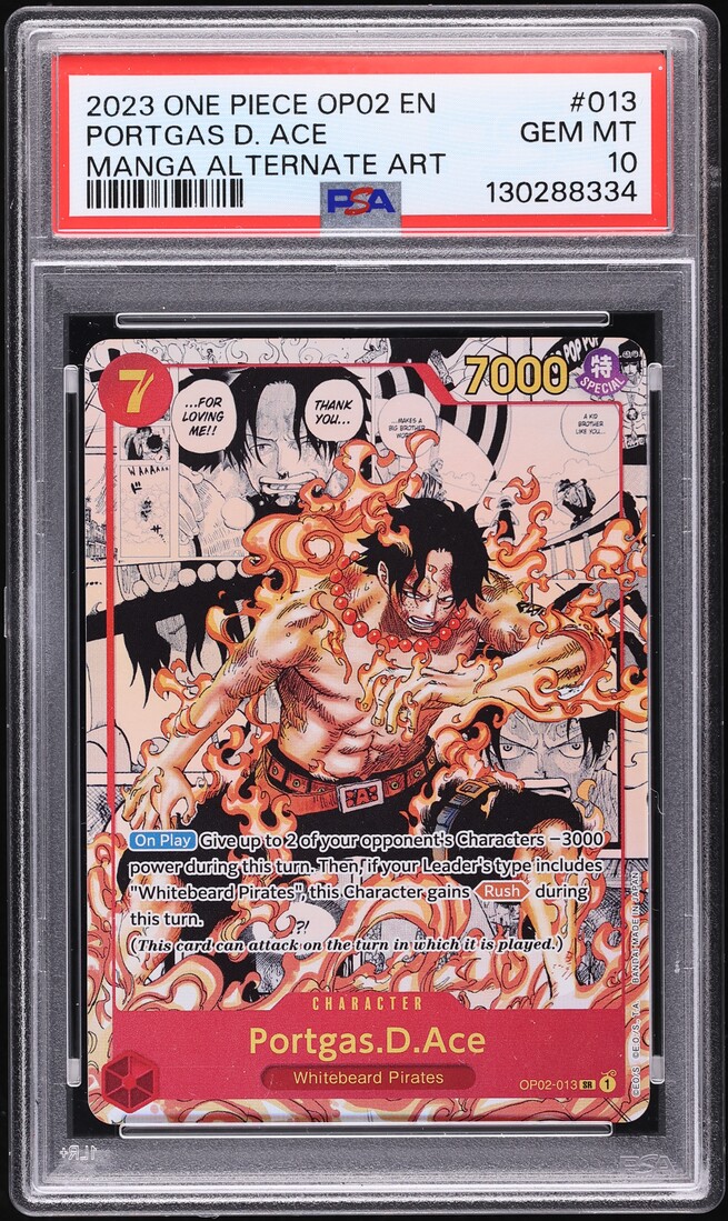 2023 One Piece Paramount War Manga Art Portgas D. Ace #OP02-013 PSA 10 GEM MINT