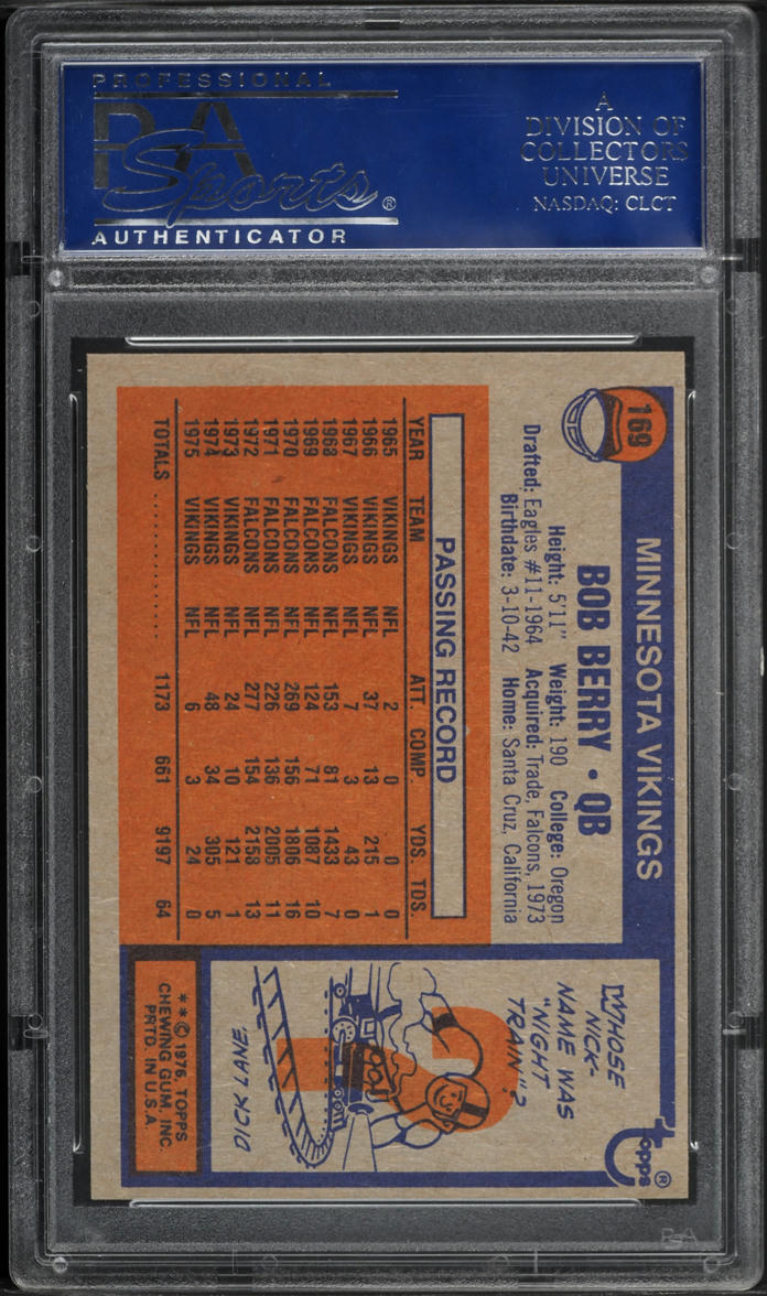 1976 Topps Football Bob Berry #169 PSA 10 GEM MINT