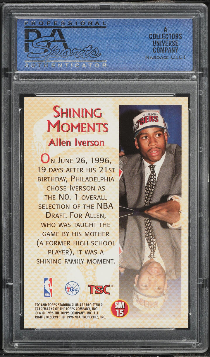 1996 Stadium Club Shining Moments Allen Iverson ROOKIE #SM15 PSA 10 GEM MINT