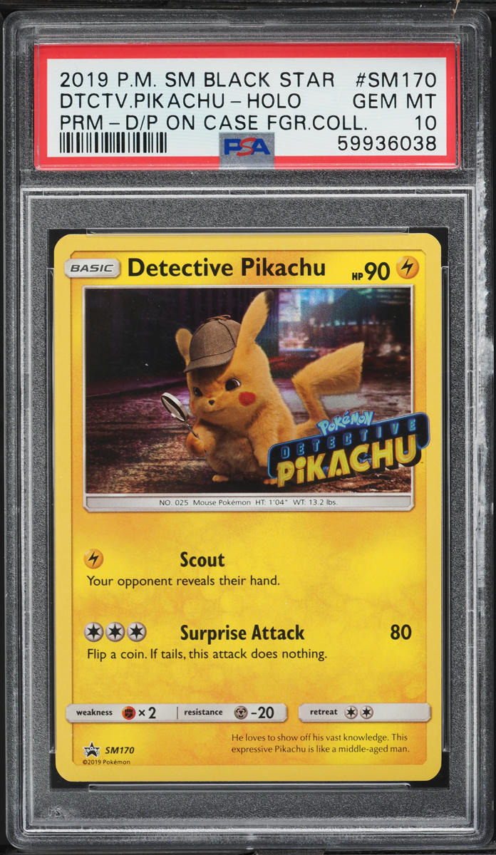 2019 Pokemon SM Black Star Promo Holo Detective Pikachu #SM170 PSA 10 GEM MINT