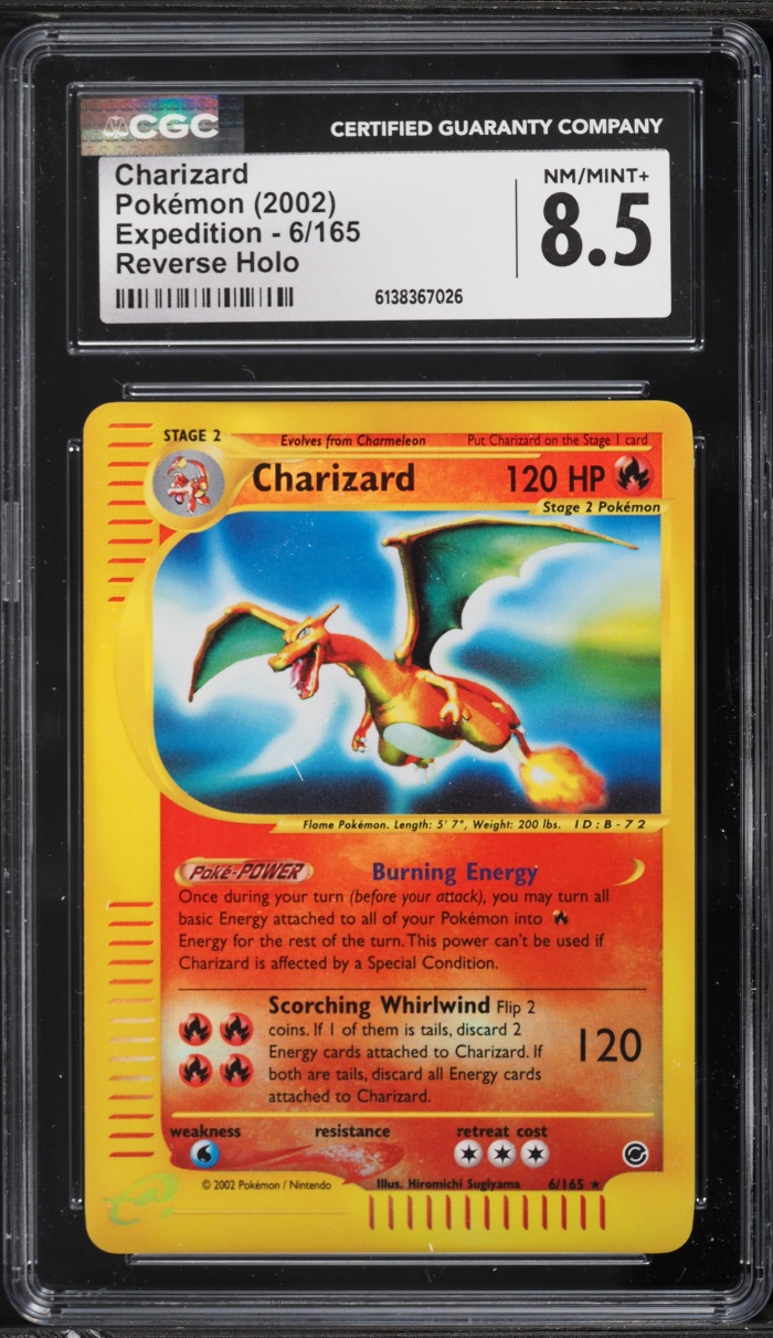 2002 Pokemon Expedition Reverse Holo Charizard #6 CGC 8.5 NM-MT+