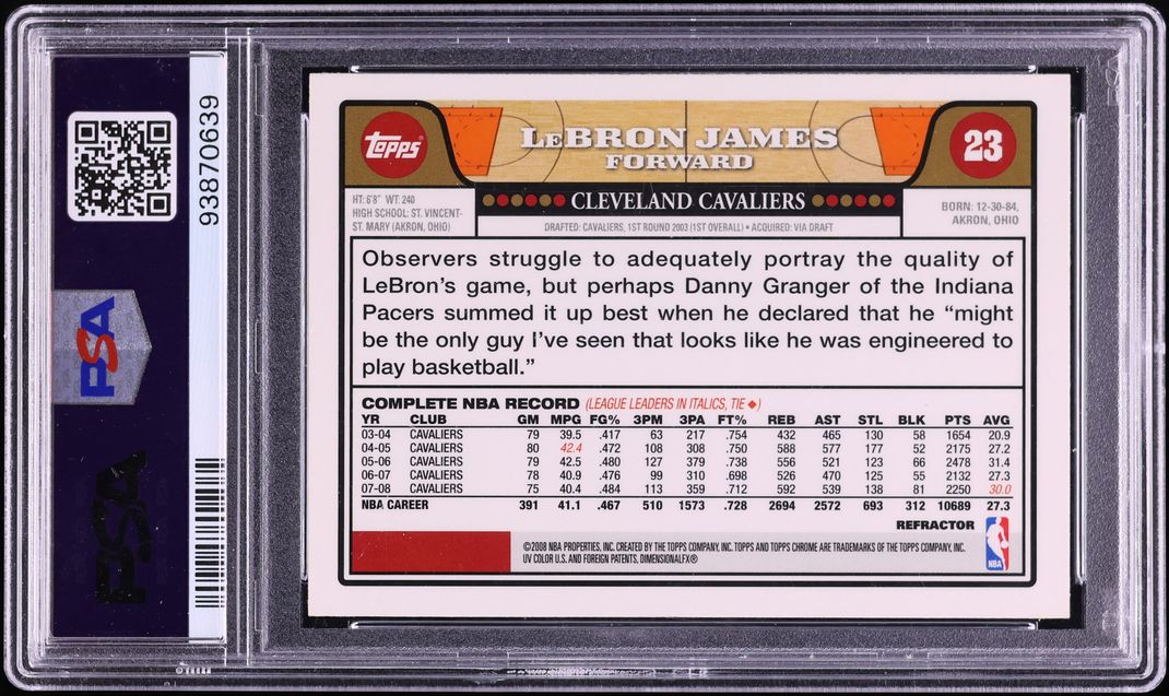 2008 Topps Chrome Refractor LeBron James #23 PSA 8 NM-MT