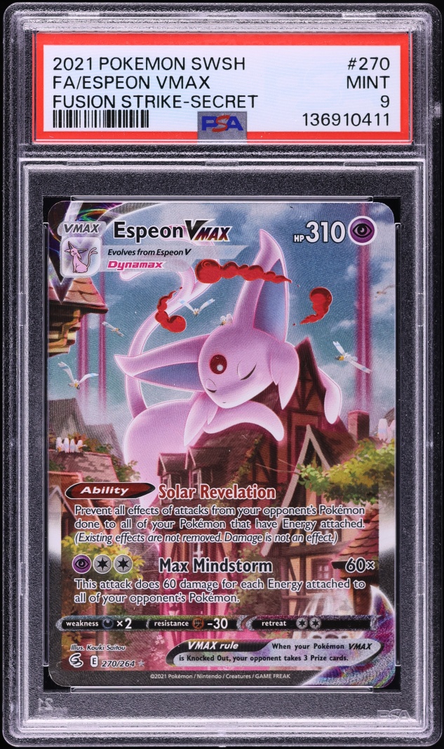 2021 Pokemon Sword & Shield Fusion Strike Alt Art Espeon VMAX #270 PSA 9 MINT