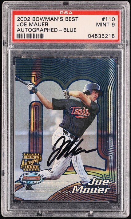 2002 Bowman's Best Blue Joe Mauer PROSPECT AUTO #110 PSA 9 MINT
