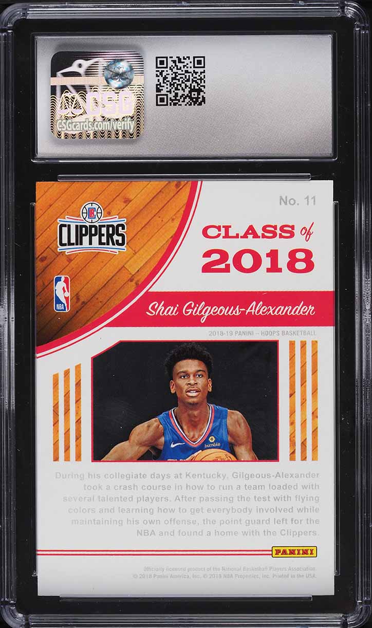 2018 Hoops Class Of '18 Holo Shai Gilgeous-Alexander ROOKIE #11 CSG 10 GEM MINT