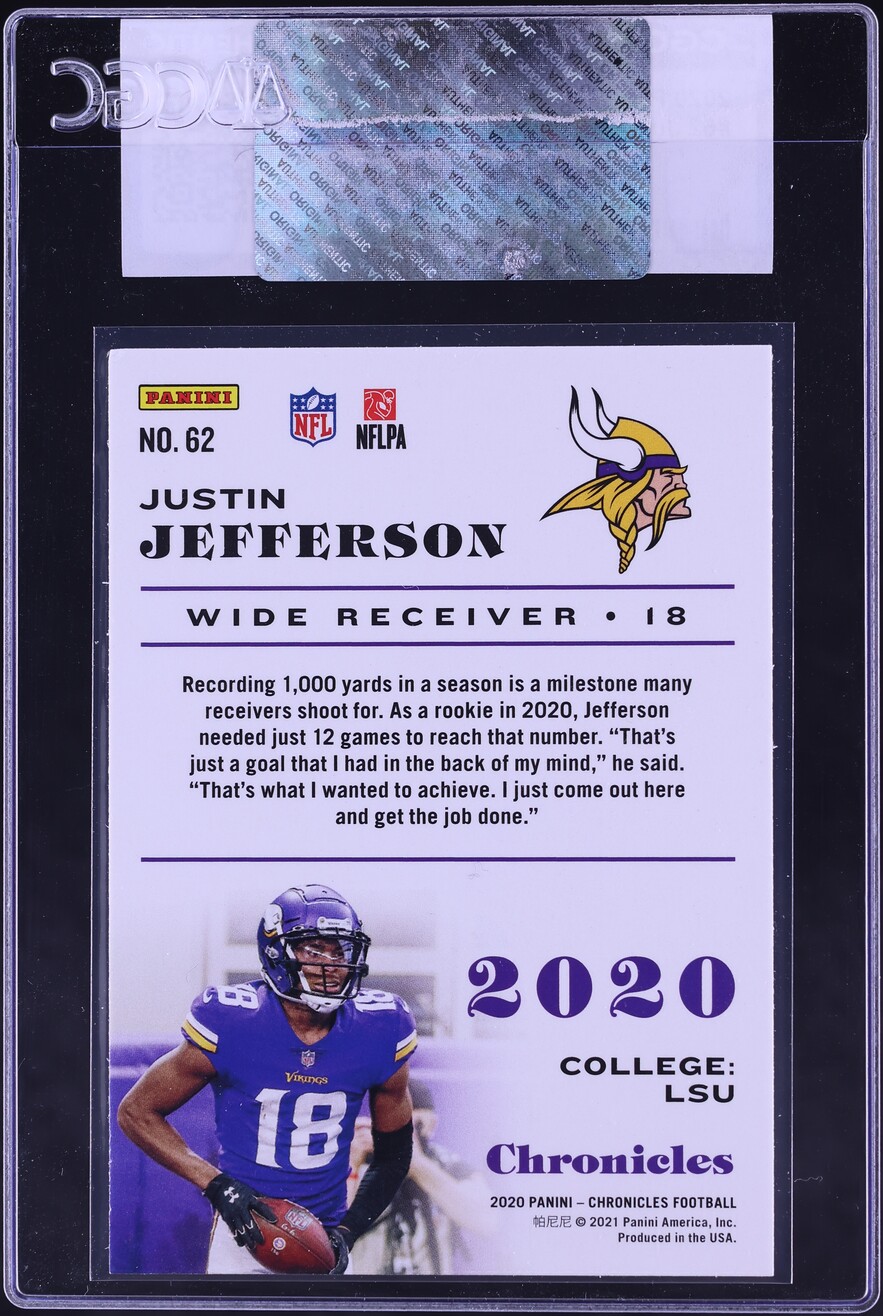 2020 Panini Chronicles Justin Jefferson ROOKIE #62 CGC AUTH