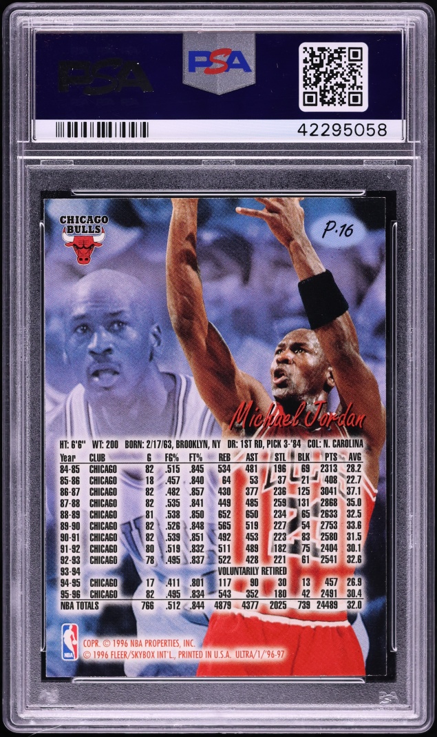 1996 Ultra Platinum Medallion Michael Jordan #P16 PSA 9 MINT