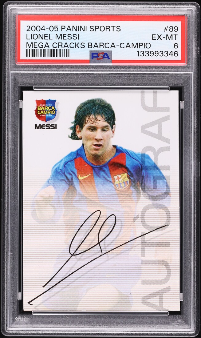 2004 Panini Sports Mega Cracks Barca Campio Lionel Messi ROOKIE #89 PSA 6 EXMT
