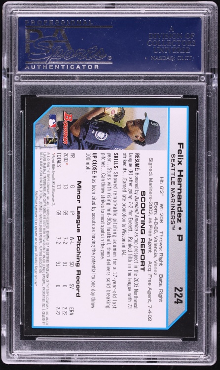 2004 Bowman Felix Hernandez ROOKIE #224 PSA 8 NM-MT