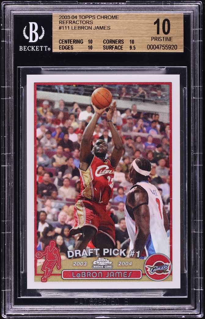 2003 Topps Chrome Refractor LeBron James ROOKIE #111 BGS 10 PRISTINE