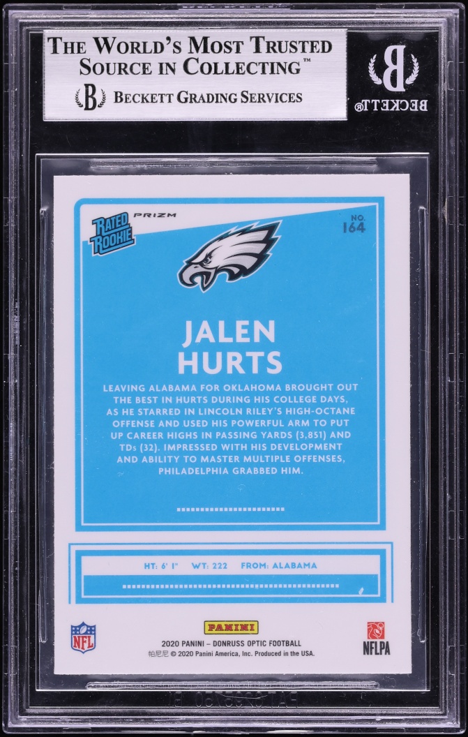 2020 Donruss Optic Blue Scope Jalen Hurts ROOKIE #164 BGS 9 MINT