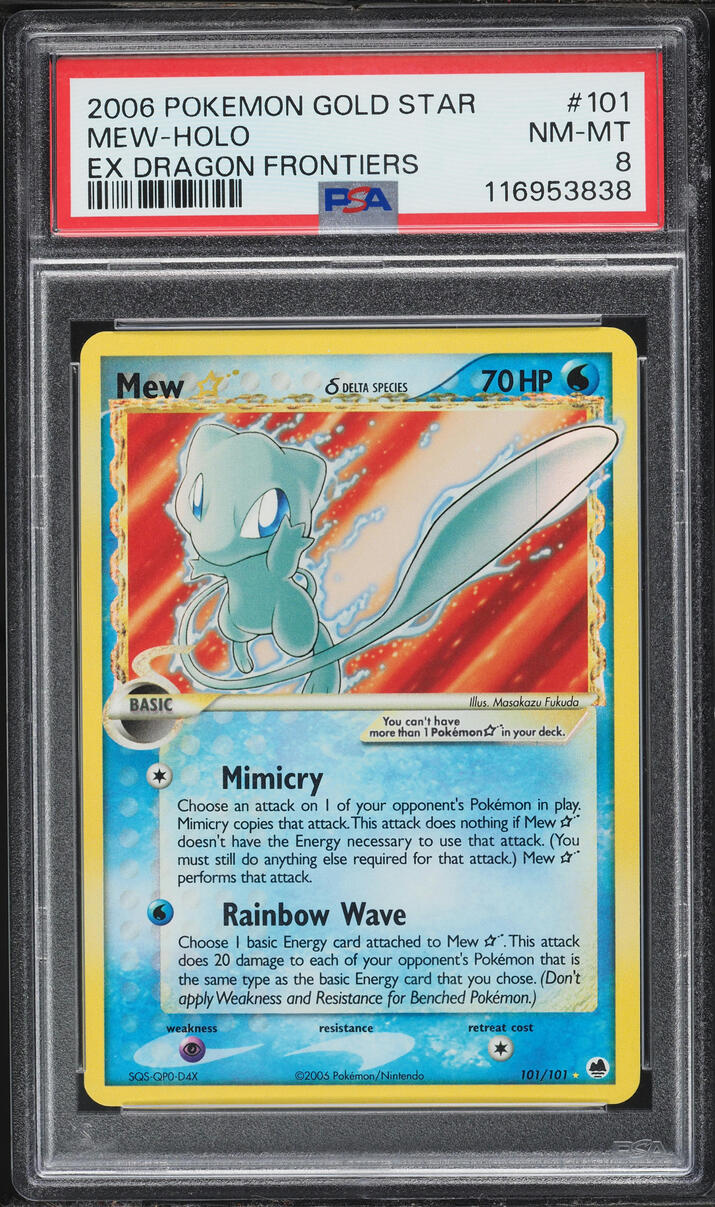 2006 Pokemon EX Dragon Frontiers Holo Mew Gold Star #101 PSA 8 NM-MT