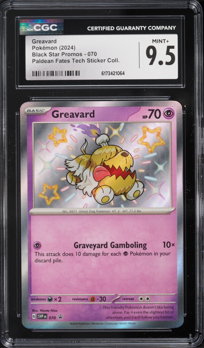 2024 Pokemon Scarlet & Violet Promo Paldean Fates Tech Sticker Shiny Greavard #70 CGC 9.5 MINT+
