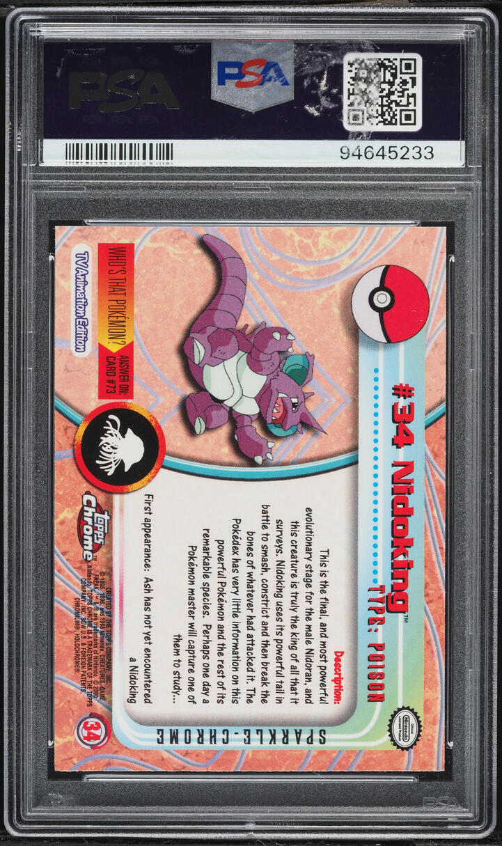 2000 Topps Chrome Pokemon T.V. Series 1 Sparkle Nidoking #34 PSA 10 GEM MINT
