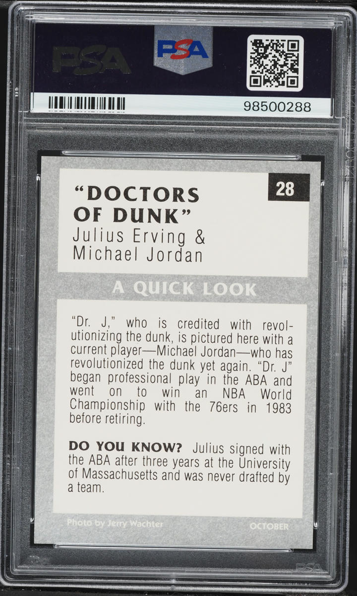 1991 Tuff Stuff Jr. Julius Erving Michael Jordan #28 PSA 8 NM-MT