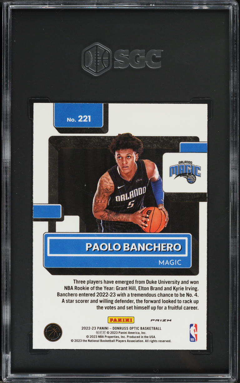 2022 Donruss Optic Purple Prizm Paolo Banchero ROOKIE #221 SGC 8 NM-MT
