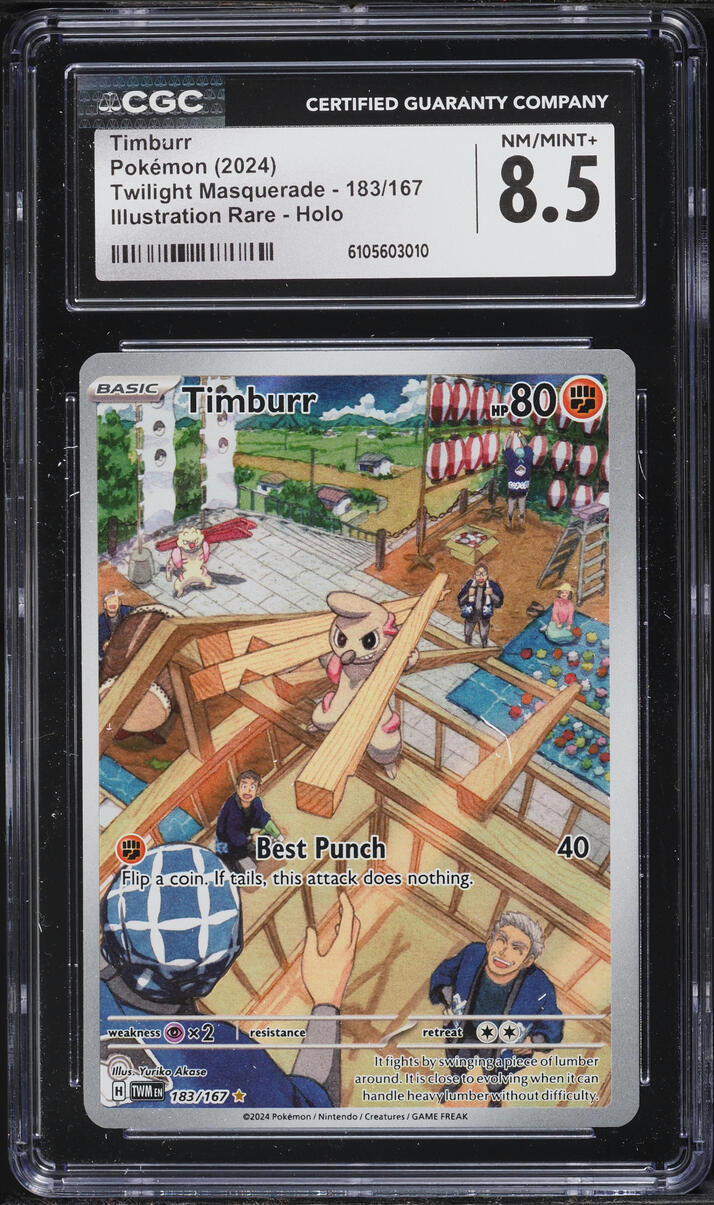 2024 Pokemon Scarlet & Violet Twilight Masquerade IR Timburr #183 CGC 8.5 NM-MT+