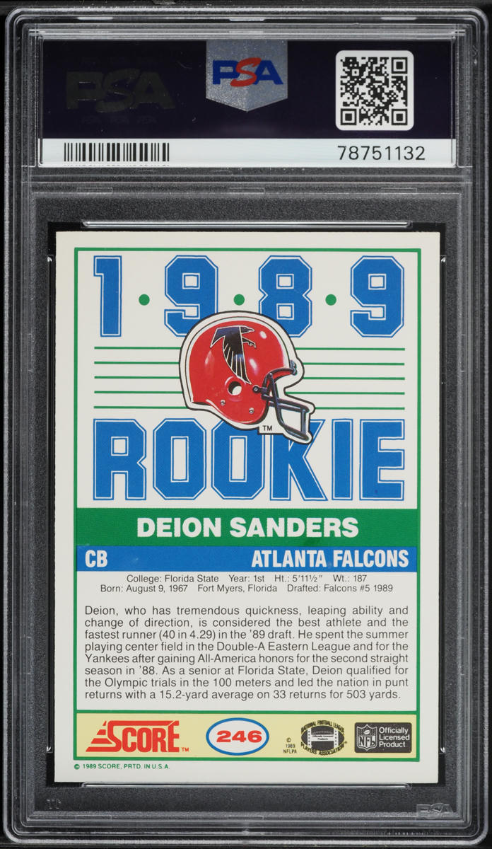 1989 Score Football Deion Sanders ROOKIE #246 PSA 10 GEM MINT