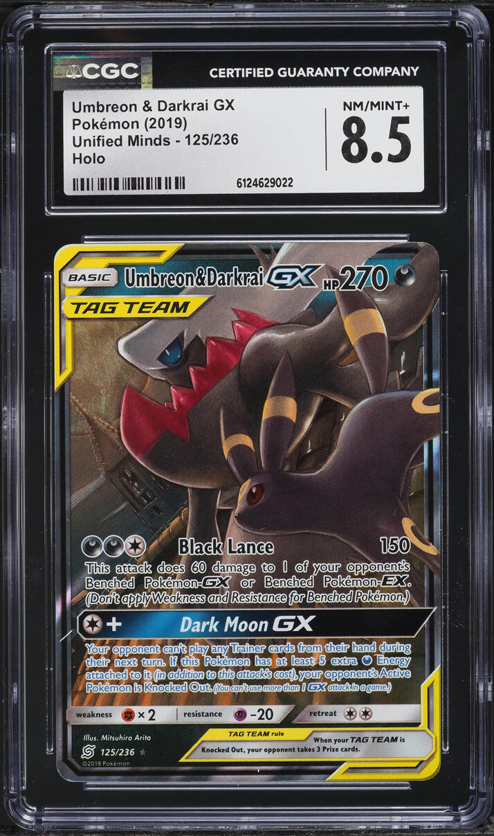 2019 Pokemon Sun & Moon Unified Minds Alt Art Umbreon & Darkrai GX #125 CGC 8.5 NM-MT+