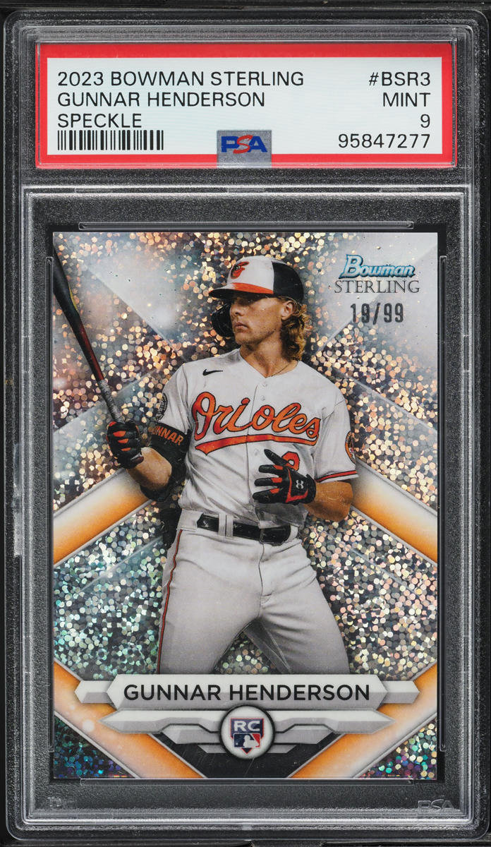 2023 Bowman Sterling Speckle Refractor Gunnar Henderson ROOKIE /99 #BSR-3 PSA 9
