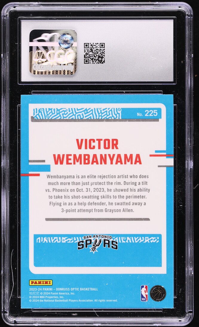 2023 Donruss Optic Victor Wembanyama ROOKIE #225 CGC 10 GEM MINT