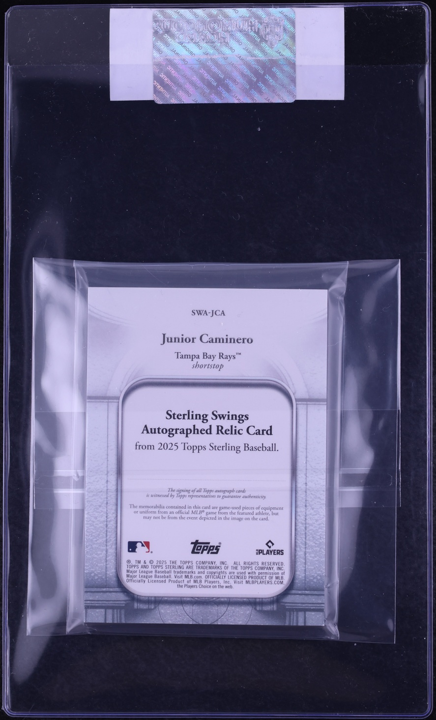 2025 Topps Sterling Swings Silver Junior Caminero PATCH AUTO 1/1 #SWA-JCA CGC AUTH
