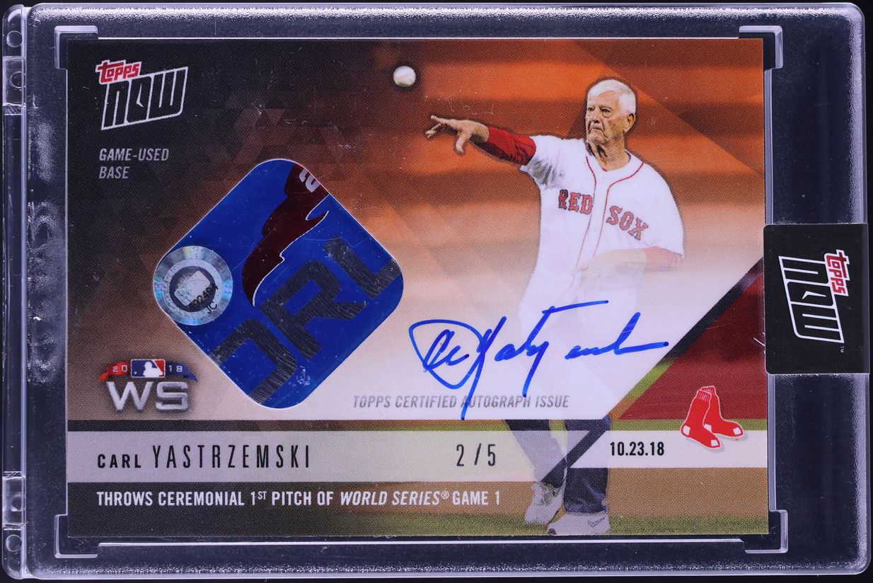 2018 Topps Now Orange Carl Yastrzemski BASE PATCH AUTO /5 #926E