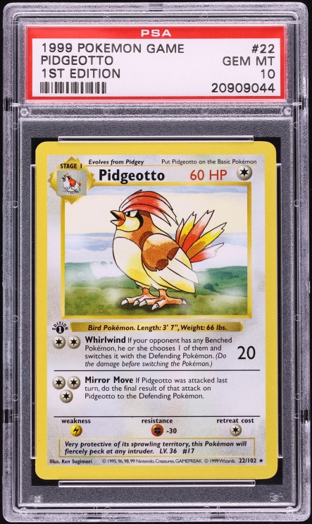 1999 Pokemon Base Set Shadowless 1st Edition Pidgeotto #22 PSA 10 GEM MINT