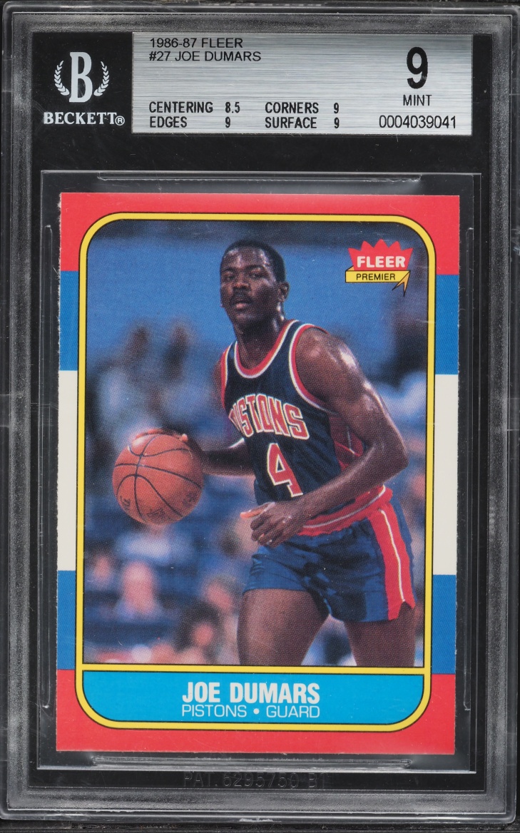 1986 Fleer Basketball Joe Dumars ROOKIE #27 BGS 9 MINT