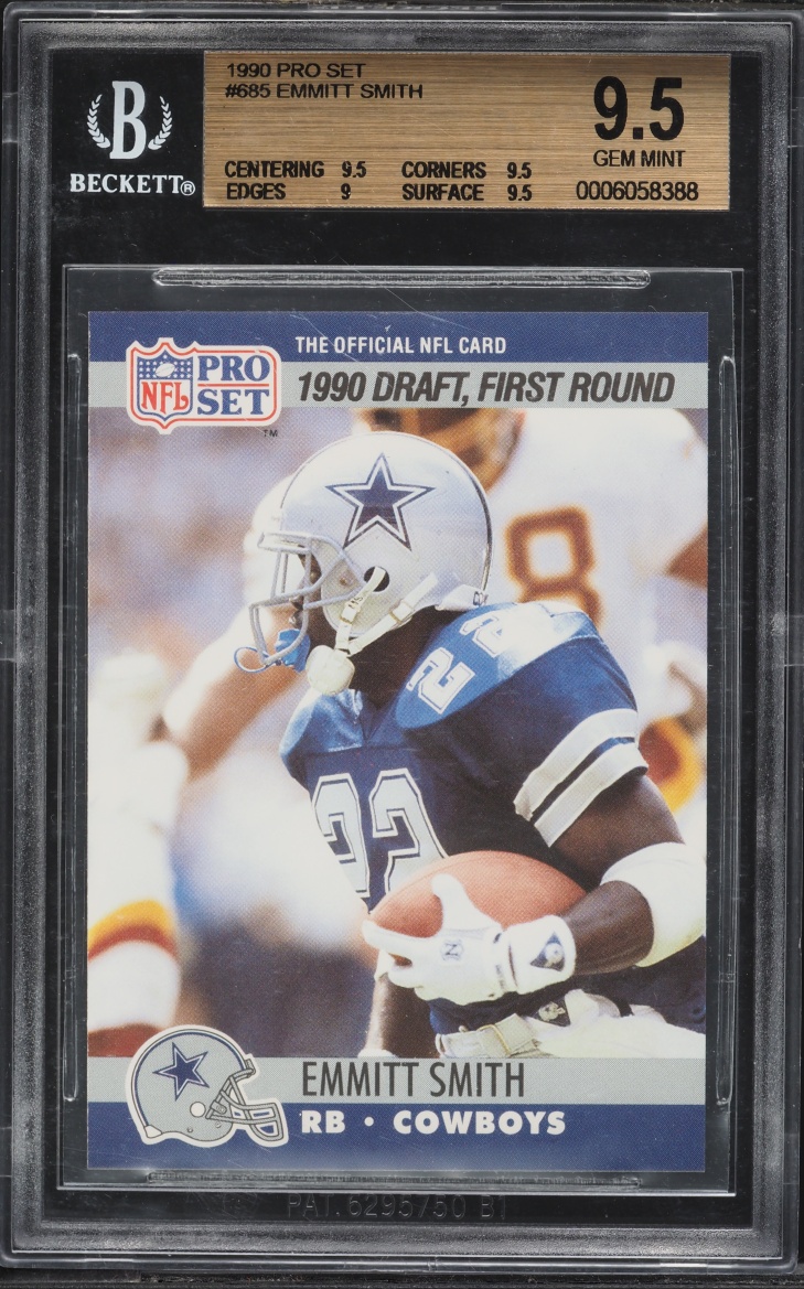 1990 Pro Set Football Emmitt Smith ROOKIE #685 BGS 9.5 GEM MINT
