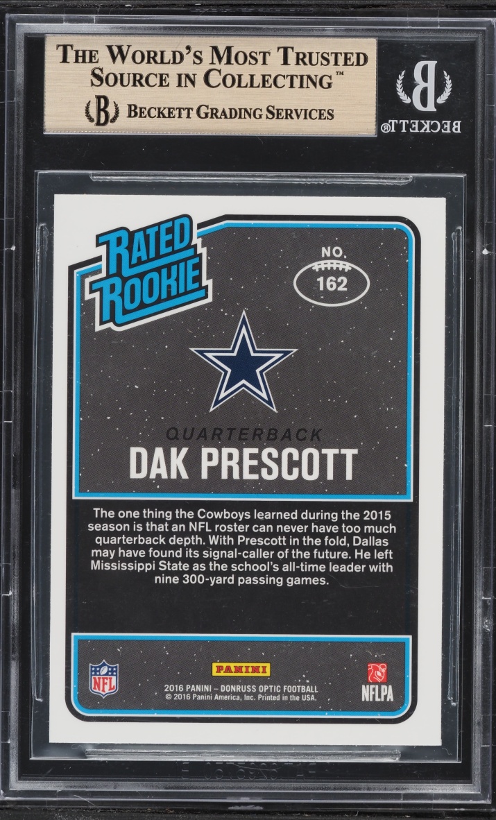2016 Donruss Optic Holo Dak Prescott ROOKIE #162 BGS 9.5 GEM MINT