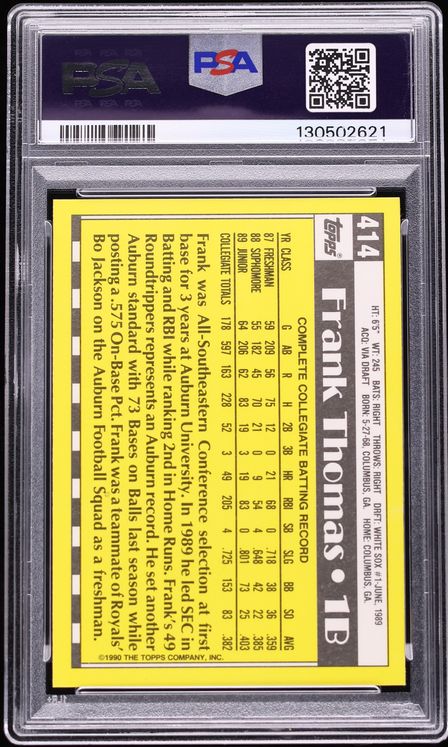 1990 Topps Tiffany Frank Thomas ROOKIE #414 PSA 9 MINT