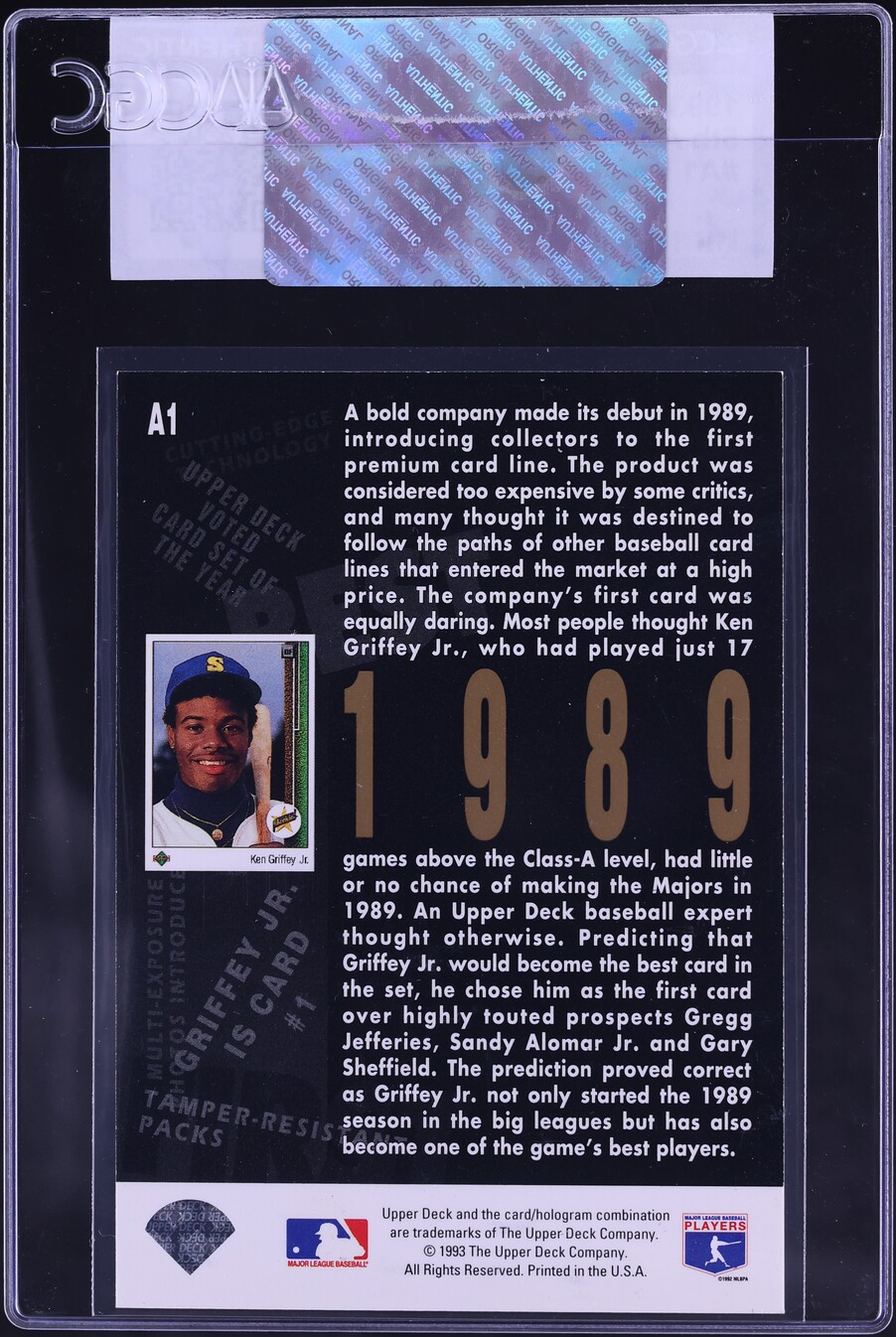 1993 Upper Deck 5th Anniversary Ken Griffey Jr. #A1 CGC AUTH