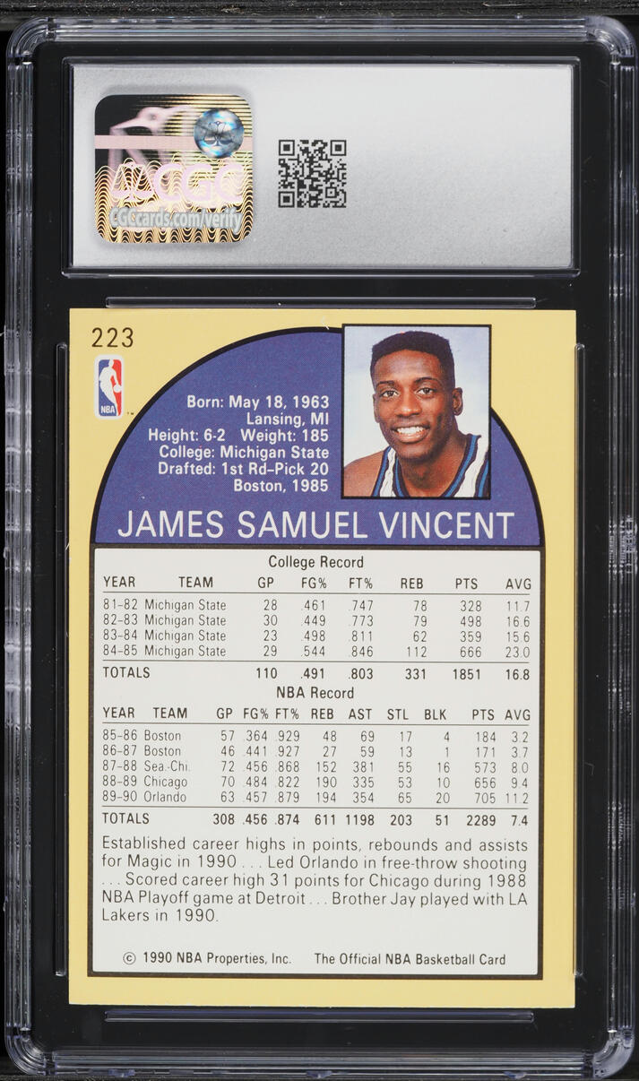 1990 Hoops Sam Vincent w/ Michael Jordan #223 CGC 7.5 NRMT+